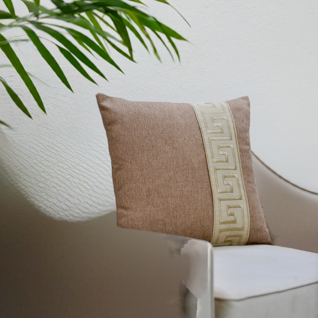 Beige Blossom Jute Weave Cushion Covers